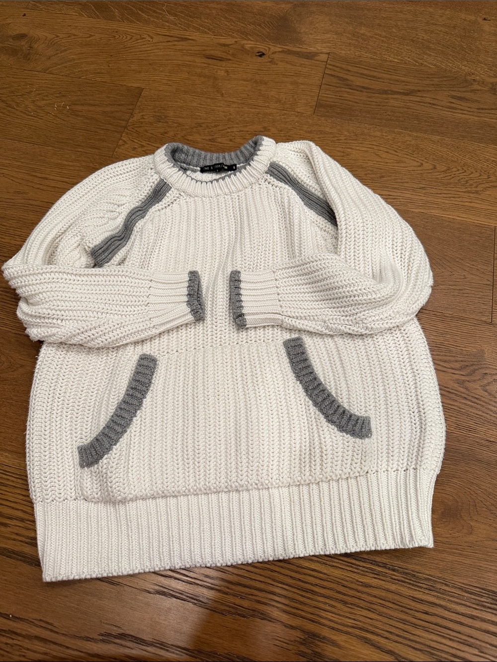 Rag & bone Women’s Cream Knit Sweater with Gray Trim